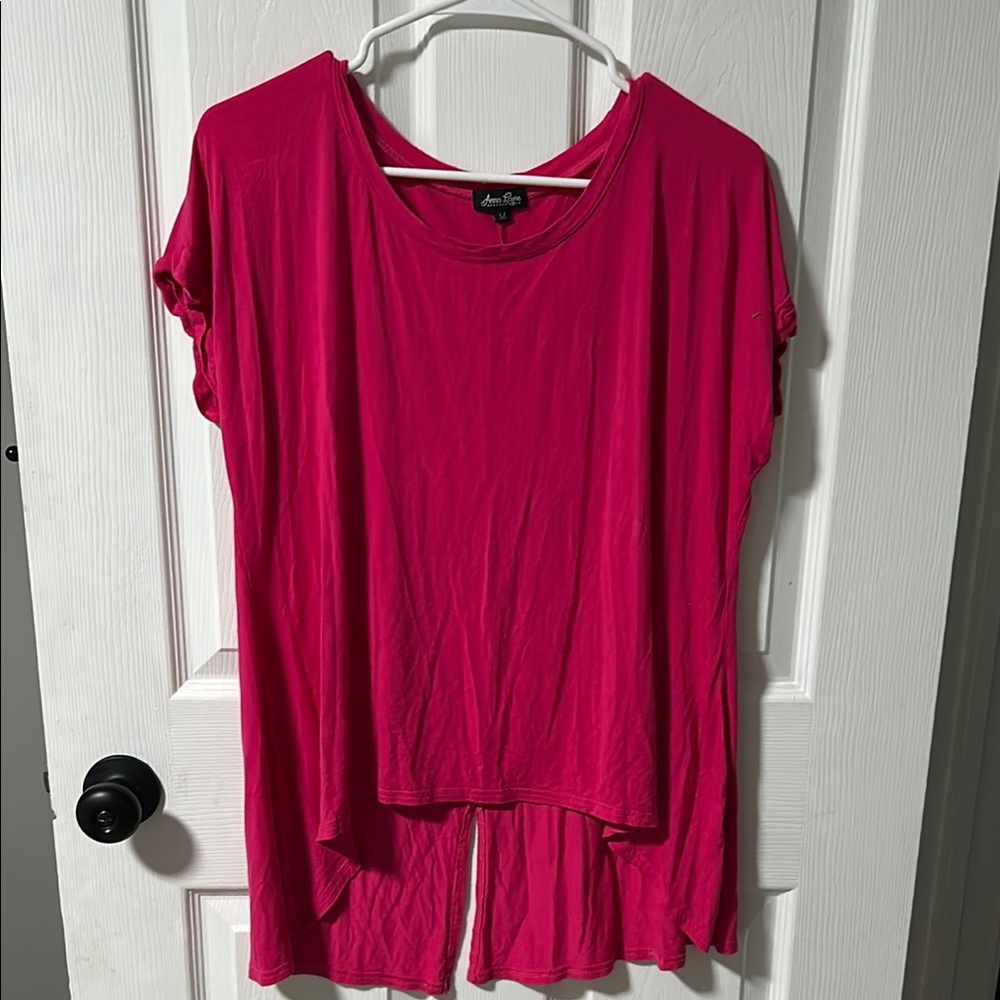 Pink Asymmetrical Dolman Sleeve T-Shirt